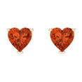 thumbnail image 3 of 1.5 Ct Heart Cut Studs Red Crystal 18K Rose Solid Gold Everyday Dainty Earrings Screw Back, 3 of 7