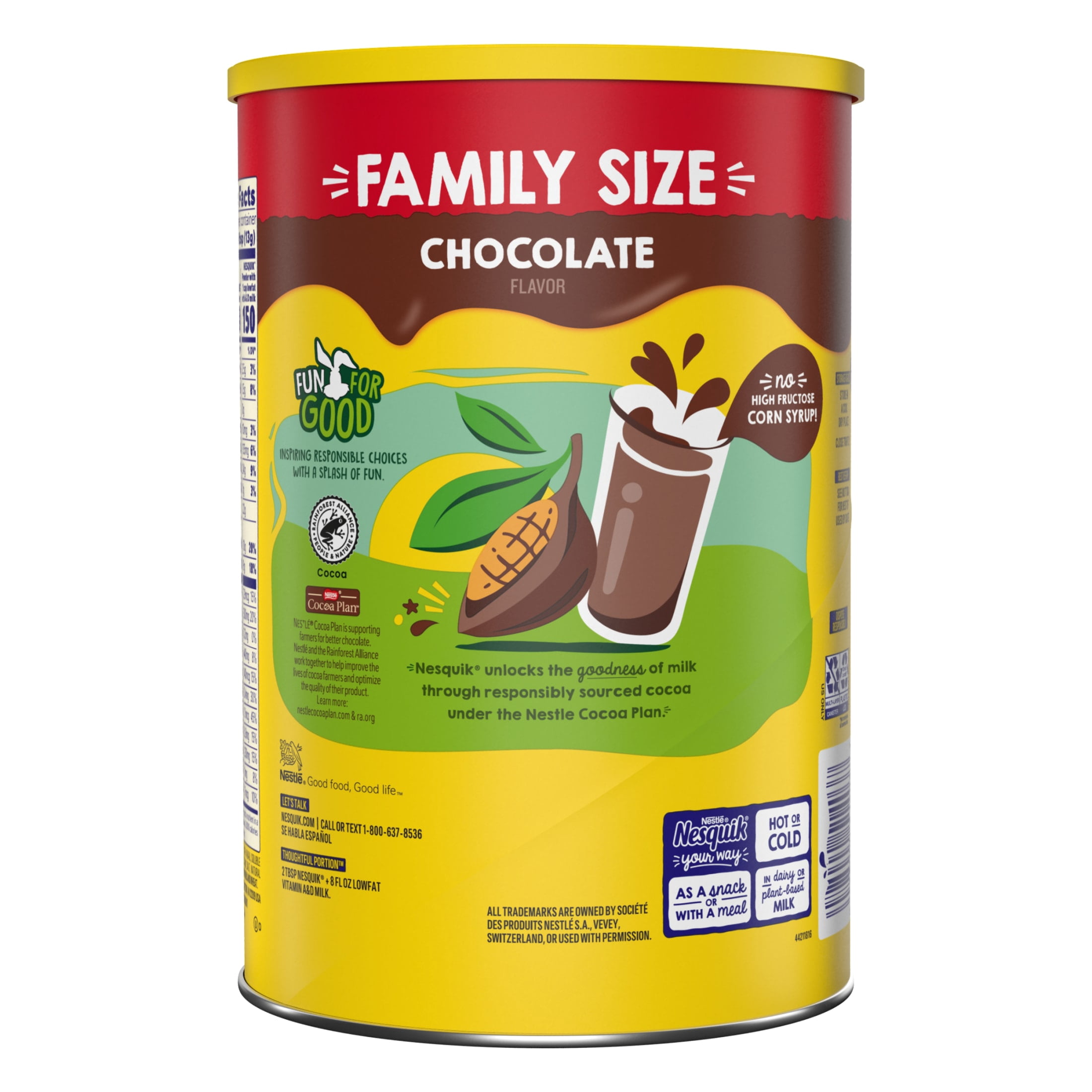 (4 pack) Nestle Nesquik Chocolate Flavor Powder Stir In Drink Mix Canister, 38 oz Canister, 83 Servings