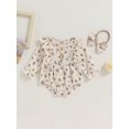 thumbnail image 3 of Infant Baby Girl Fall Clothes 3M 6M 9M 12M Long Sleeve Floral Print Ruffle Romper Onesie with Headband Newborn Winter Outfits, 3 of 10