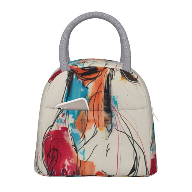 Balery Colorful Dachshund Art Bolsa de Almuerzo para Mujeres, Caja de Almuerzo, Bolsa de Almuerzo Pequeña Impermeable, Tote de Almuerzo Reutilizable con Gran Capacidad