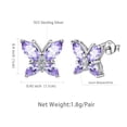 thumbnail image 5 of Juwaliy June Birthstone Earrings Alexandrite Butterfly Earrings Purple 925 Sterling Silver Women Jewelry Wife Valentines Mother's Day Gift for Grandma, 5 of 8