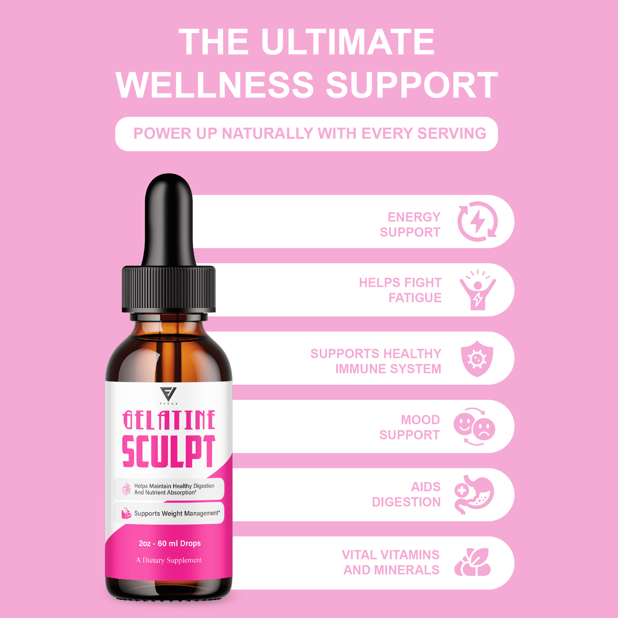 (5 Pack) Gelatine Sculpt Weight Management Support Liquid Drop Supplement (10oz)
