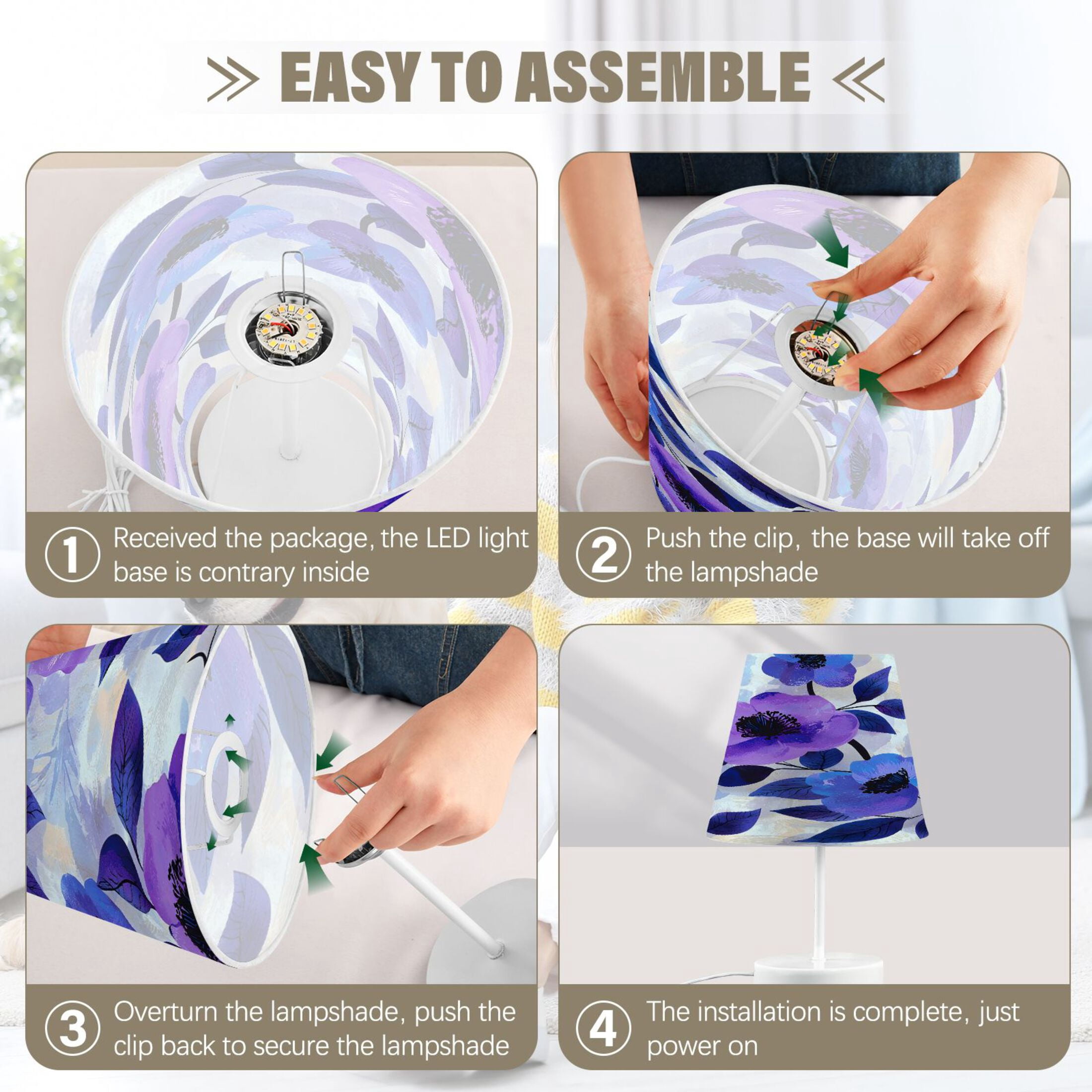 Ryvnso LED Bedside Table Lamp Flower Oil Paint Bedroom Desk Lamps Nightstand Lampshade M
