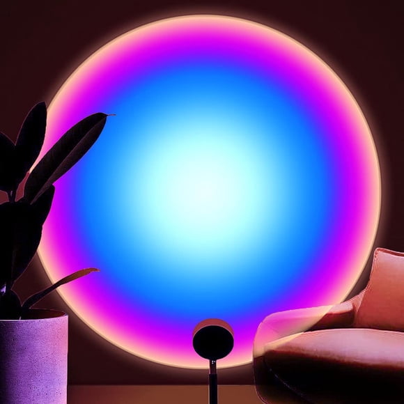 Lámpara de Puesta de Sol Balkwan Púrpura Arcoiris con Proyección Rotativa y Luz LED Romántica para S