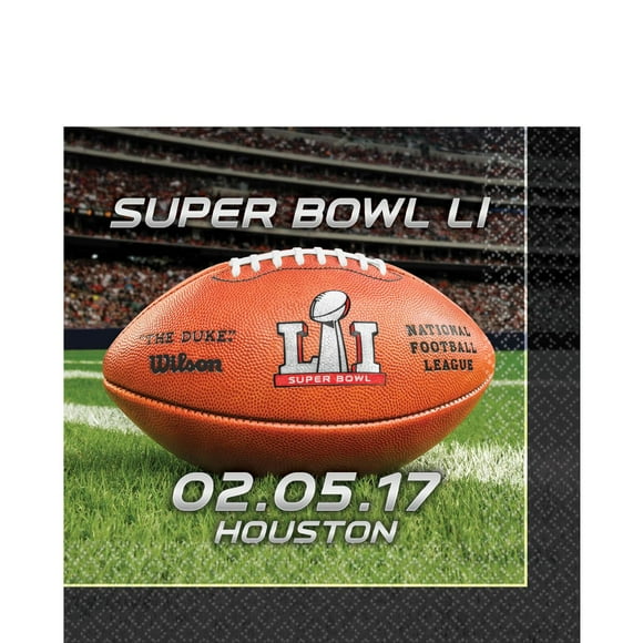 Super Bowl LI 51 NFL Stadium Football Square Paper Luncheon Napkins, 16 CT, 13in