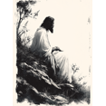 thumbnail image 1 of Qisvanset Framed Canvas Wall Art 12x16 Inch Every Knee Shall Bow Jesus Bible Sketch Wall Art, 1 of 5