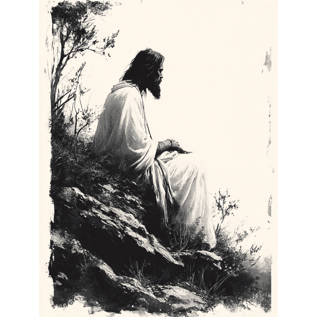 Qisvanset Framed Canvas Wall Art 12x16 Inch Every Knee Shall Bow Jesus Bible Sketch Wall Art