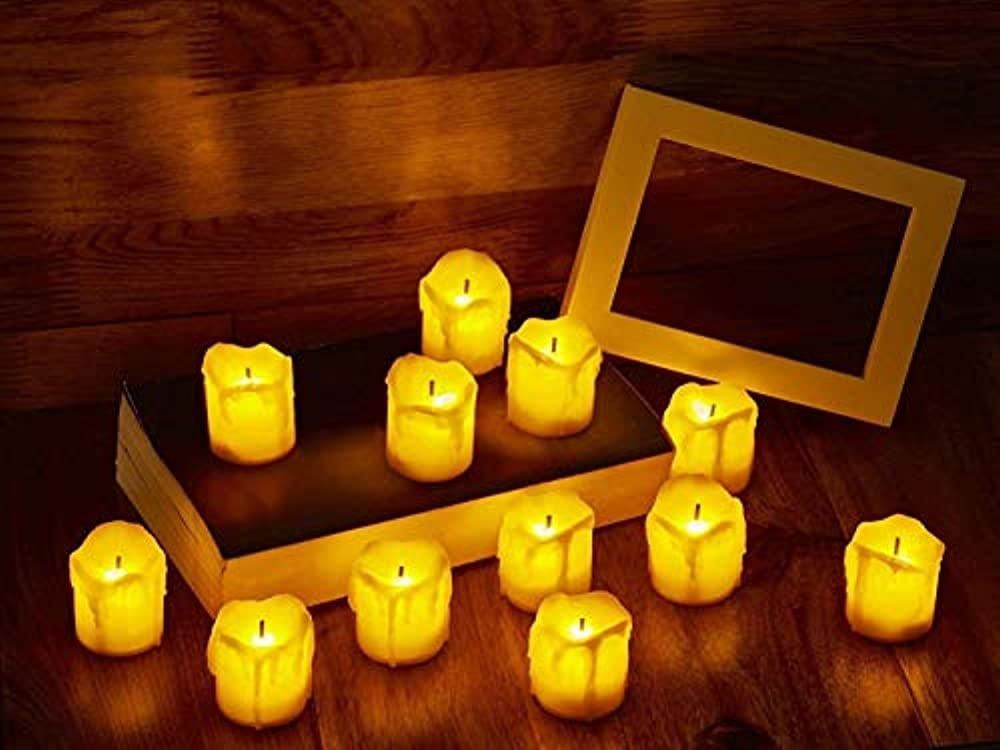 LED Flameless Votive Candles, Realistic Look of Melted Wax, Warm Amber