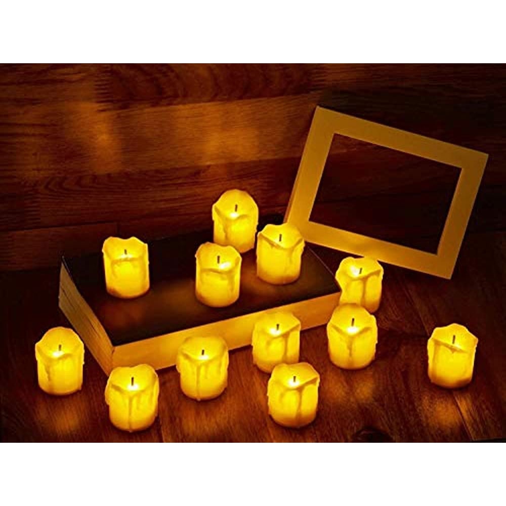 LED Flameless Votive Candles, Realistic Look of Melted Wax, Warm Amber
