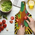 thumbnail image 3 of Retro Cutting Board, Abstract Circular with Stripes Background Vintage Graphic Design, Decorative Tempered Glass Cutting and Serving Board, Wine Bottle Shape, Multicolor, by Ambesonne, 3 of 5