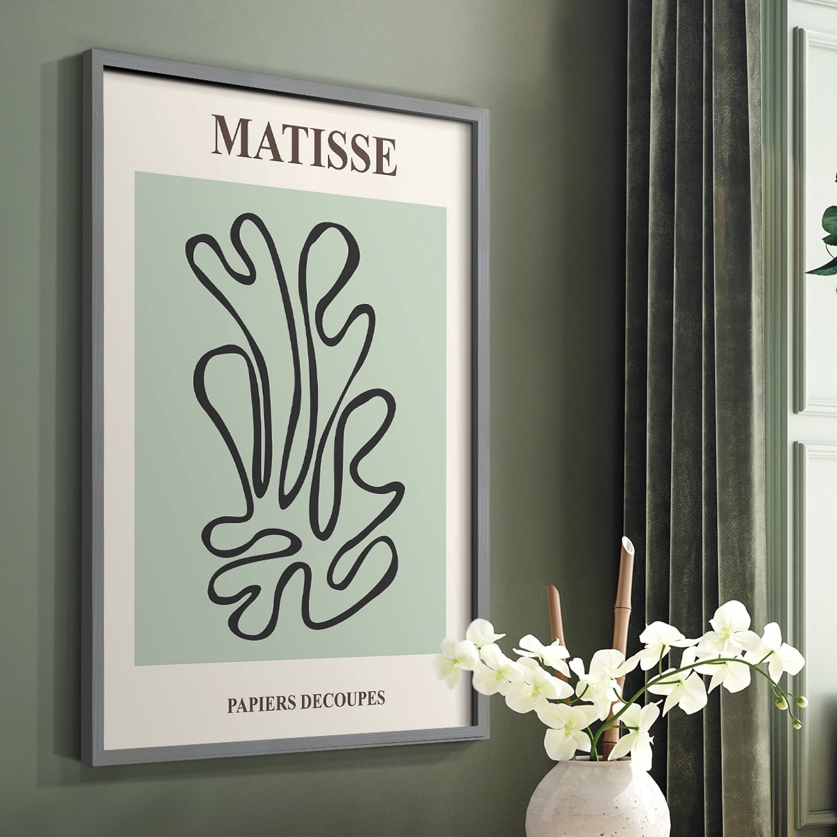 Matisse CXIV Framed Print in Gray Solid Wood 22 x 28 Framed Print