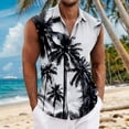thumbnail image 2 of LWavelet Men's Sleeveless Hawaiian Shirt Ditsy Floral Button Down Casual Summer Vacation Top Wine 3XL, 2 of 5