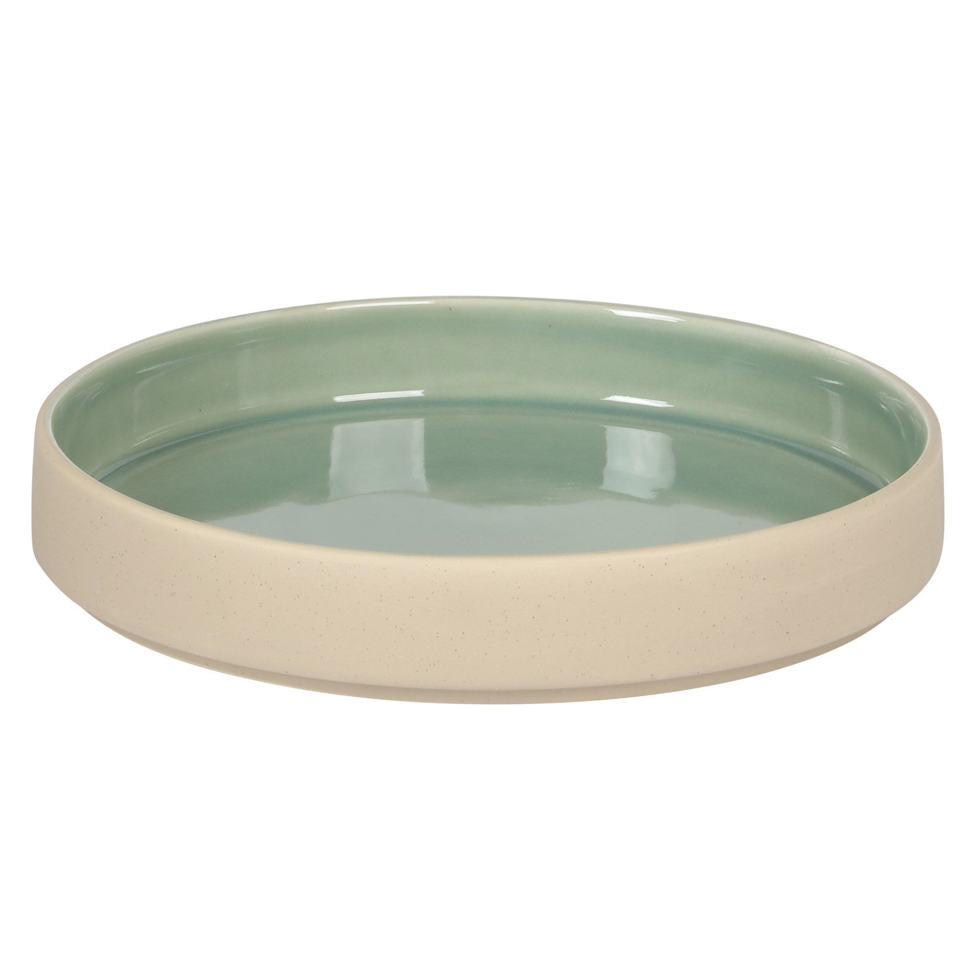 Gibson Elite Liberty Bay 16-Piece Pottery Clay Stoneware Dinnerware Set – Mint Green Reactive Glaze, Stackable Plates and Bowls W/ Pasta Bowl, Service for 4 – Microwave & Dishwasher Safe