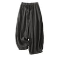 thumbnail image 4 of Womens Linen Wide Leg Palazzo Pants Casual Drawstring Elastic Waist Summer Beach Travel Vacation Harem Pants with Pockets, 4 of 4