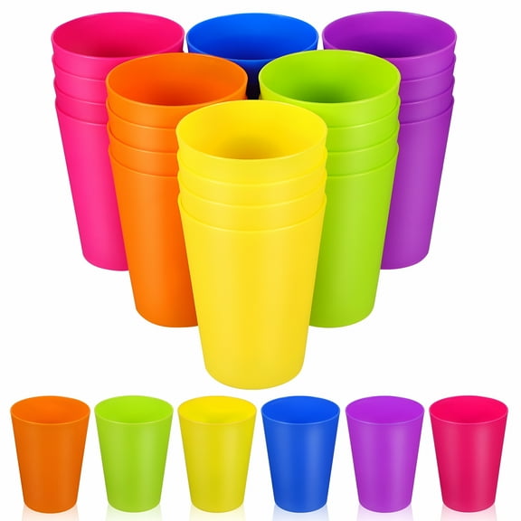 ACDANC 24 Pcs Plastic Cup Cups Reusable Drinking Small Stadium Glass Glasses Set Coffee Party Wine Tumblers