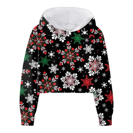 

Christmas Girls Sweatshirt Girls Kids Casual Loose Active Full Sleeves Hoodies Sweatshirts Hooded Short Pullover Letter Print Striped Teen Crop Tops Girls Tops Gymnastics Jackets for Girls Baby