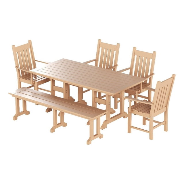Ensemble Table à Manger et Chaises 6 Pcs avec Banc de Salle à Manger