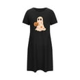 thumbnail image 4 of Xfvqtps Womens Nightgown Cute Chest Print Ghost Pumpkin Cropped Short Sleeve Crewneck Solid Color Fashion Comfortable Pajamas Black, 4 of 5