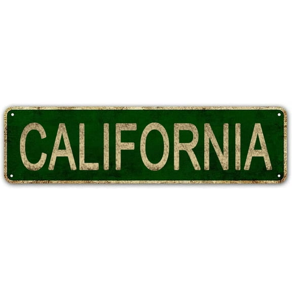 California Sign, America State Name Vintage Metal Tin Sign, Wall Decor for Office/Home/Classroom 4x16 Inches