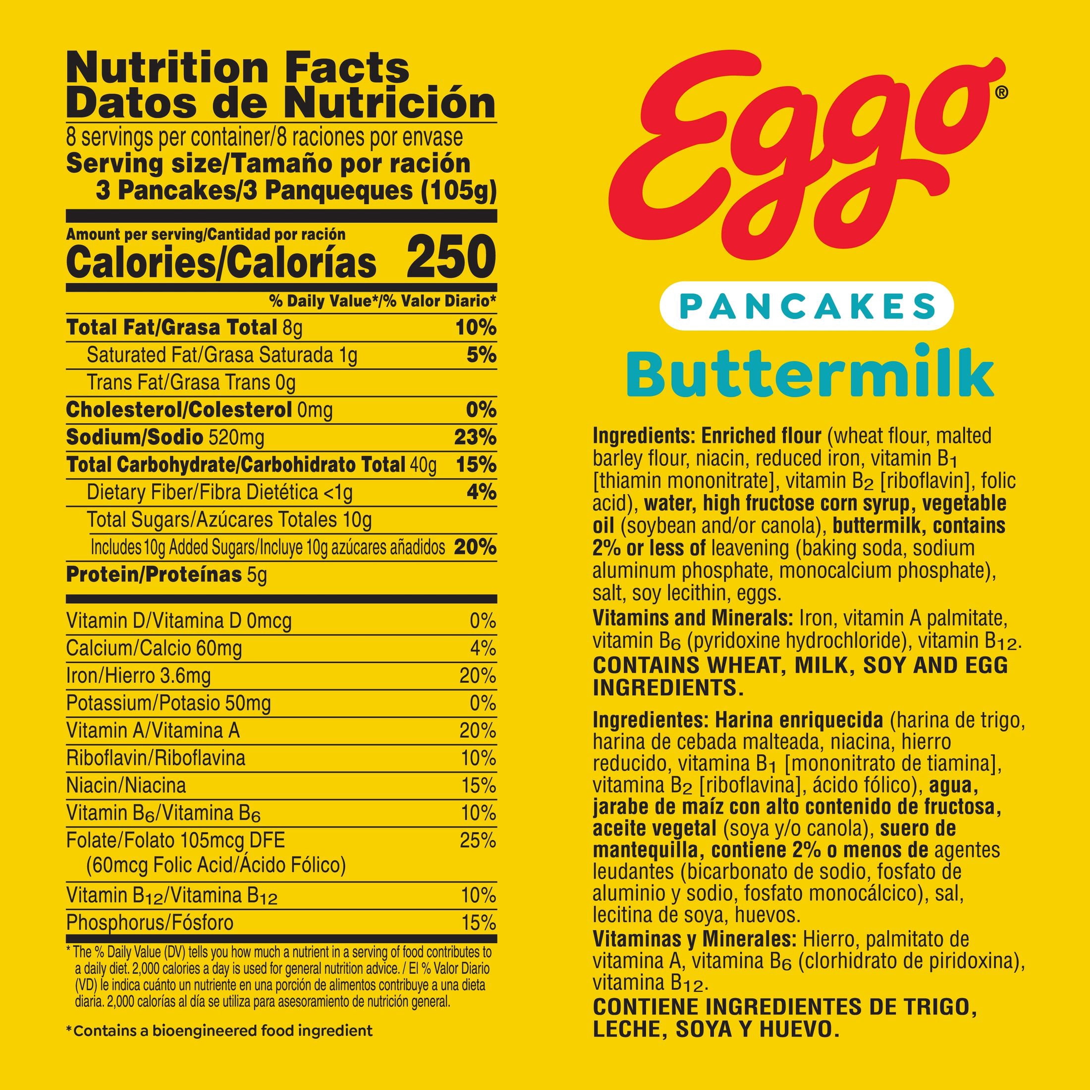 Eggo Buttermilk Pancakes, Breakfast Food, 29.6 oz, 24 Count (Frozen)