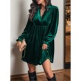 thumbnail image 5 of Women's Ruched Surplice Flounce Sleeve Mini Dress 100% Polyester Sheer Yet Opaque Non Stretch Not Lined Party Dress, 5 of 5