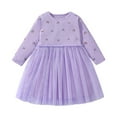 thumbnail image 2 of Odeerbi Niñas Vestido de Tul Con Estampado Arco Iris Invierno Vestido de Manga Larga Color Sólido Vestido Cuello Redondo Vestido de Malla, 2 of 9