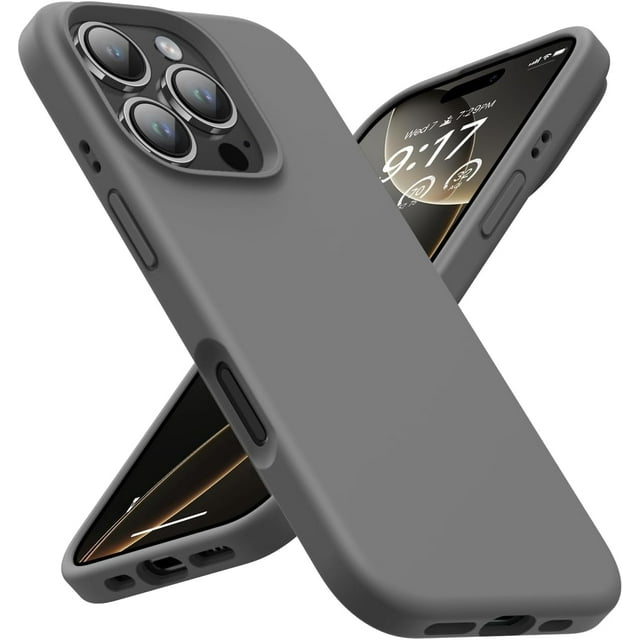 KOMI Designed for iPhone 16 Pro Max Case,Shockproof Liquid Silicone Protective Phone Case with Soft Anti-Scratch Microfiber Lining Ultra Slim Drop Protection Phone Cover 6.9 inch Charcoal Gray