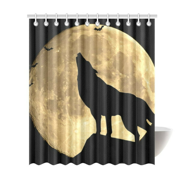 Mkhert Wolf Howling At The Full Moon, Wolf Shower Curtain Rings