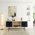 thumbnail image 2 of Roomfitters Mid Century Modern TV Stand with Tambour Door for TVs up to 65", Sideboard Buffet Tambour Cabinet with Sliding Door, Entertainment Center for Living Room, Media Console with Storage, Black, 2 of 7