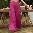 thumbnail image 3 of Pantalones de verano para mujer pantalones elásticos de pierna ancha para mujer de color sólido transpirables para uso diario para yoga ANGGREK  Otros, 3 of 5