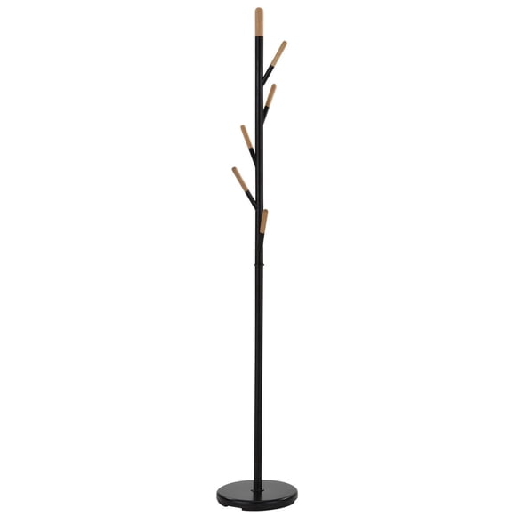 Black Metal/Wood Coat Rack