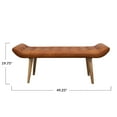 thumbnail image 2 of Creative Co-Op Wood and Goat Leather Bench, Brown, 2 of 6