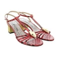 thumbnail image 2 of Roberto Cavalli Class  Coral/Gold Textured Snake Print Mid Heel Sandal-5.5/6 for womens, 2 of 4