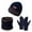 X42-Navy, variant on Winter Scarf for Men with Beanie Hat and Gloves SetSeasonal Warm Three Piece Hat Bib Gloves Scarf And Fleece Cycling Screen Knitted Hat