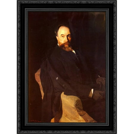 Portrait of Don Aureliano de Beruete 20x24 Black Ornate Wood Framed Canvas Art by Sorolla y Bastida, Joaquin
