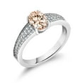 thumbnail image 2 of Gem Stone King 925 Sterling Silver Peach Morganite Engagement Ring for Women (1.48 Cttw, Oval 8X6MM, Gemstone October Birthstone, Size 7), 2 of 4