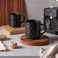 thumbnail image 2 of Onader 14OZ Coffee Mugs Set of 4, Stoneware Tea Cup Set with Handle, Premium Glaze Cups for Latte/Cocoa/Cappuccino, Dishwasher & Microwave Safe - Matte Black, 2 of 7