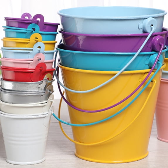 Cheers US Galvanized Metal Buckets with Handle Mini Round Flower Pot Plant Basket for Small Plant and Candy Snack and Home Party Decoration