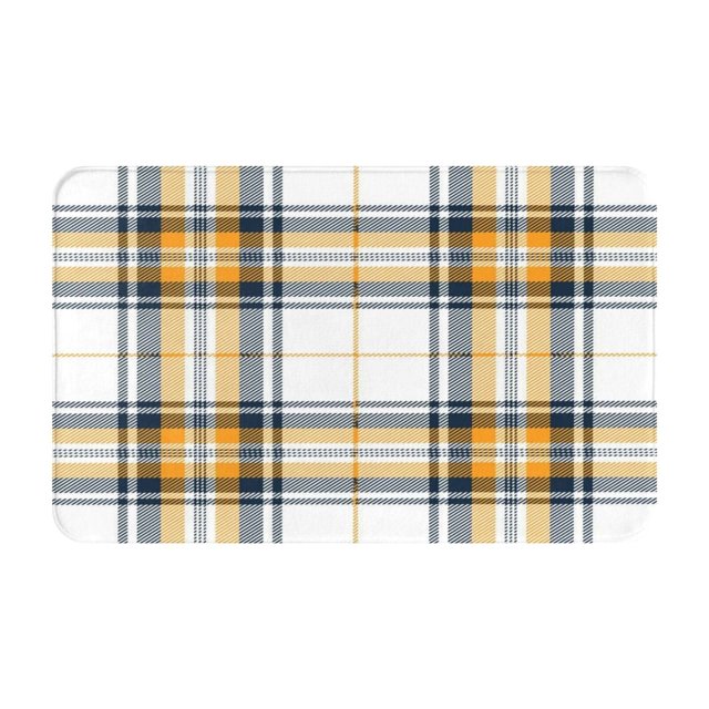 Felpudo escocés a cuadros escoceses amarillos y azules para puerta, alfombras antideslizantes lavables para interior y exterior, felpudo navideño para puerta de entrada, baño, cocina, patio,
