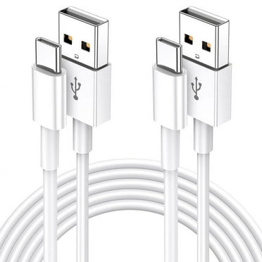 2 Pack USB-C Cable Type C Fast Charger Cord, USB-A to USB-C Fast Charging Cable for Samsung Galaxy S24 S23 S22 S21 S20 Ultra, Compatible with iPhone 16 / 15 Pro Max Plus models (White, 4ft)