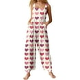 thumbnail image 2 of Valentine's Day Women's Overalls Spring Summer Cute Heart Print Wide Leg Overalls Valentines Baggy Jumpers with Pockets, 2 of 7