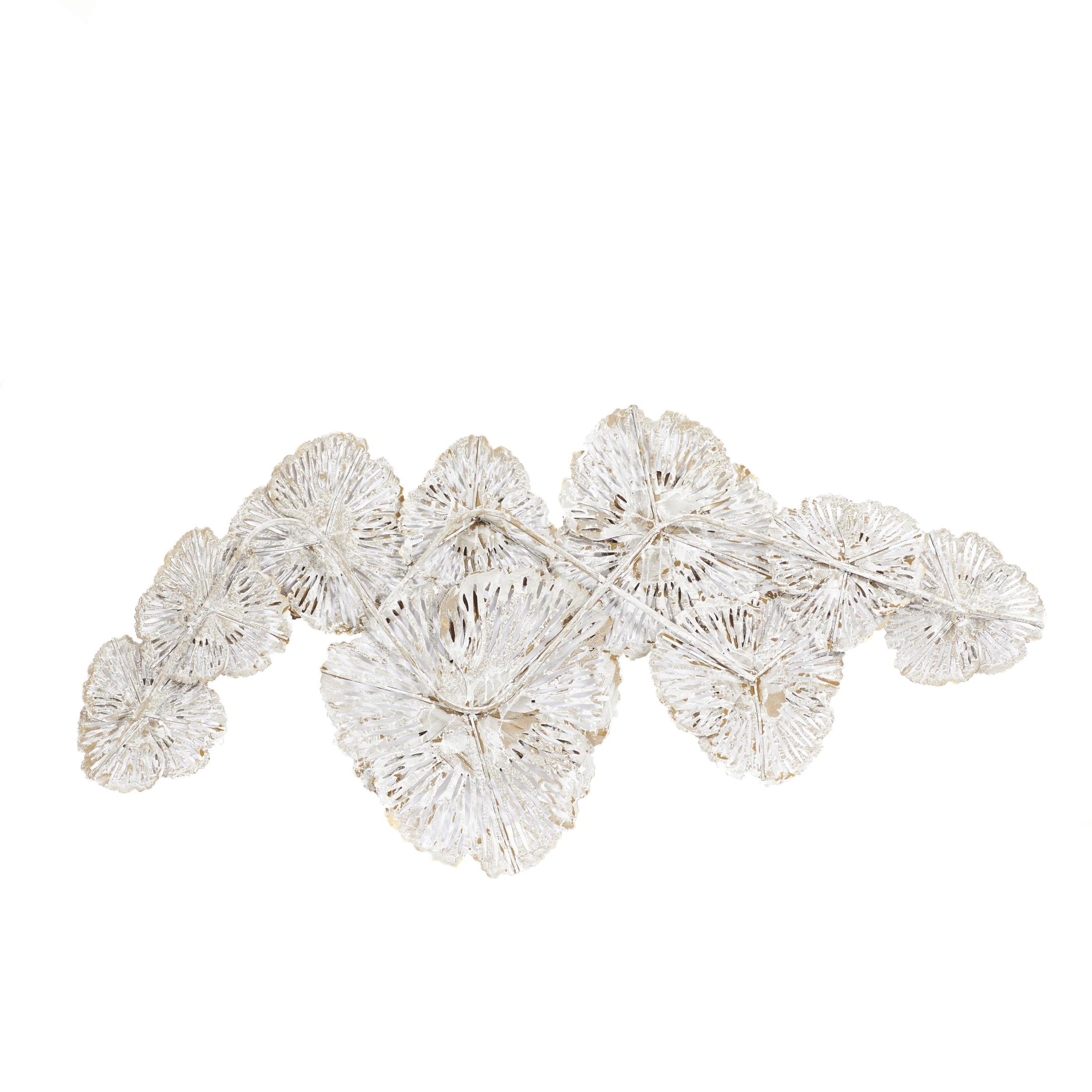 DecMode Gray Metal Floral Wall Decor