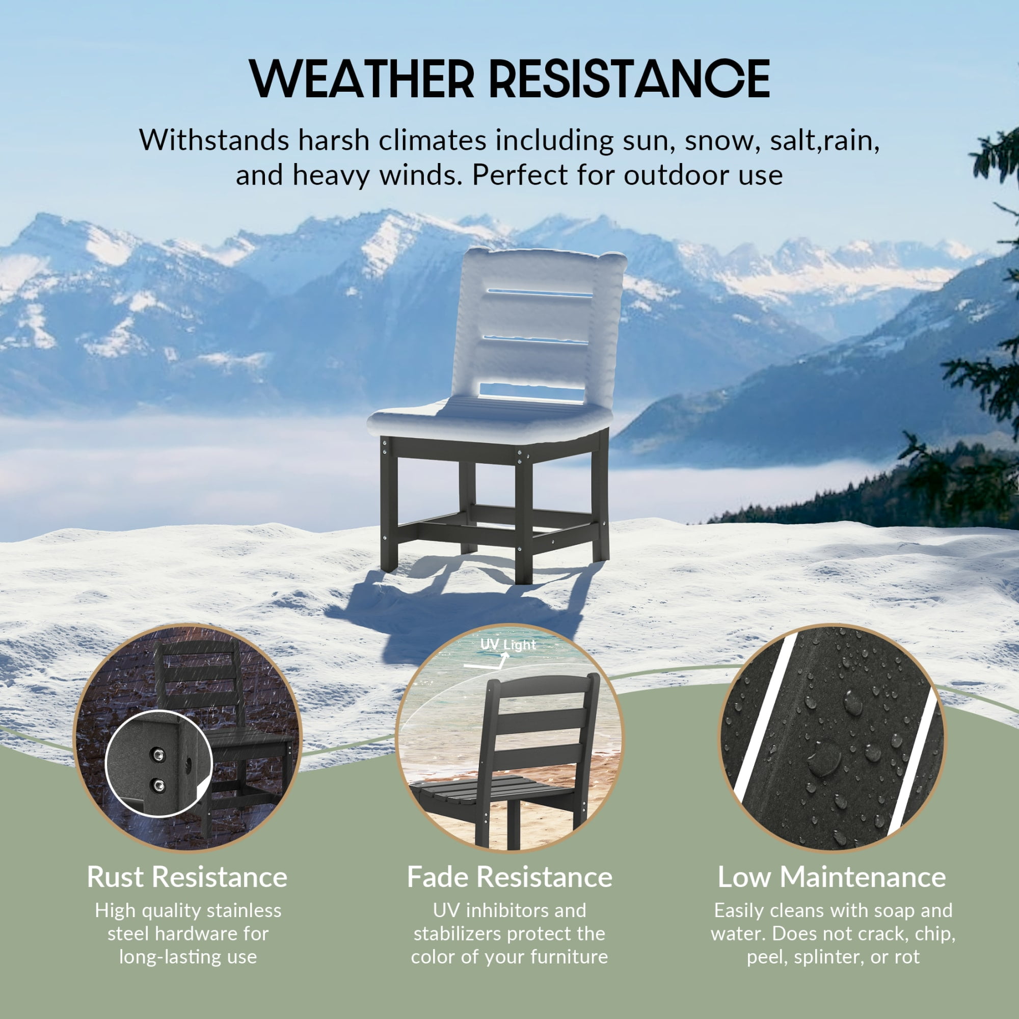 WestinTrends Ashore Outdoor HDPE Patio Classic Armless Dining Side Chair, Gray