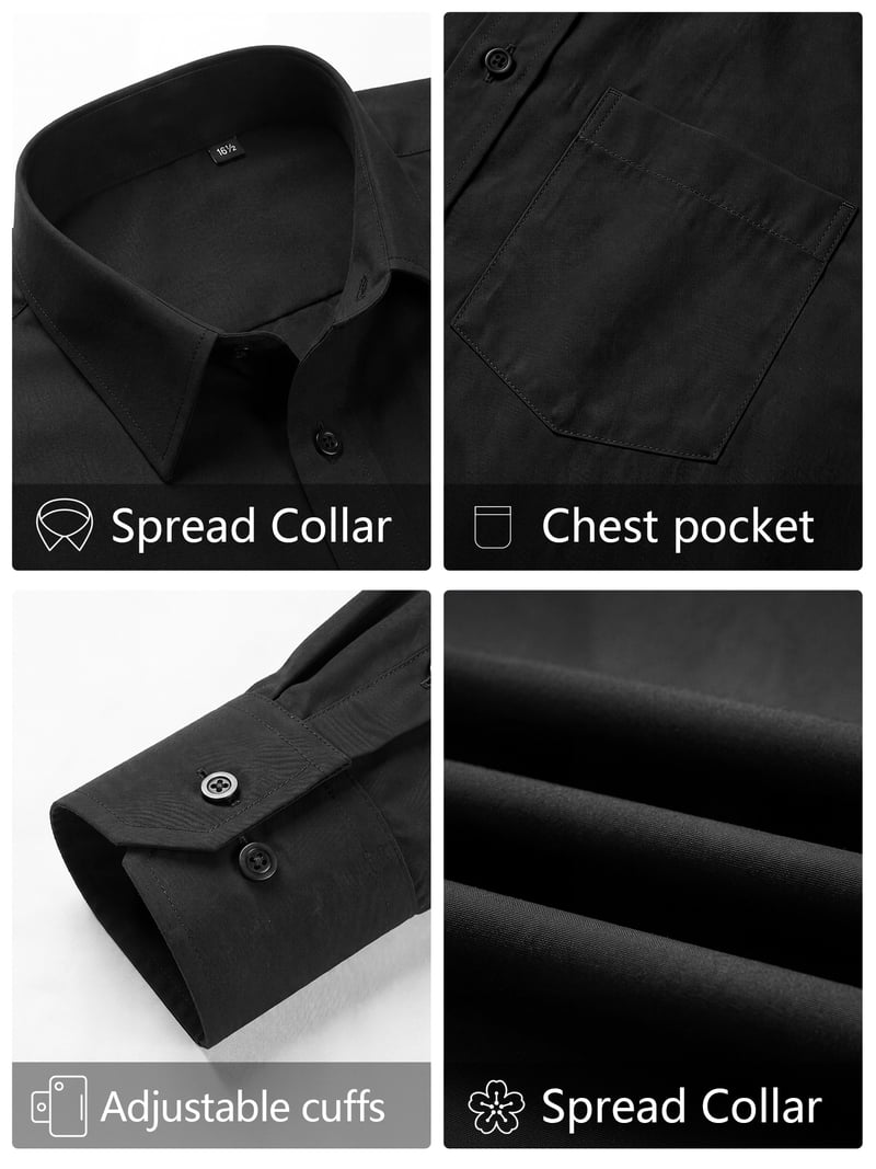 black dress shirt walmart Sumtumn Men's Shirts Business Casual for Men Long Sleeve Button Down Classic Fit Tops L, Size: Large Casual shirts Crisp cotton soft tones s-m Zara Mini Sheath Dress Color:Black Black