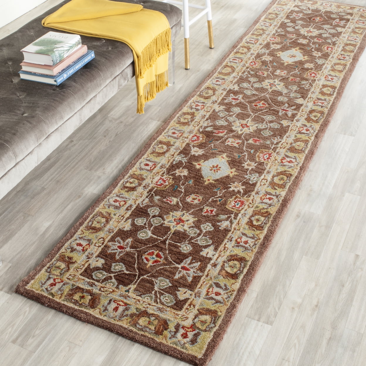 SAFAVIEH Anatolia Sandy Floral Area Rug, Brown/Gold, 9'6" x 13'6"