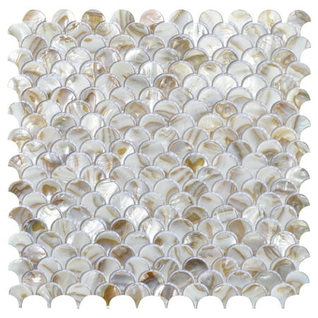 Art3d Fan-Shaped Colorful Brown Seamless 12 in. x 12 in. Mother of Pearl Tile (1-Pack)