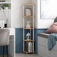 thumbnail image 2 of Furinno Turn-N-Tube Toolless Assembly Corner Shelf, 5-Tier Oak Corner Bookshelf, Open Storage Shelves, for Organization and Storage, Living Room, Home Office, Bedroom, Light Beech, 2 of 4