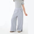 thumbnail image 6 of dazeni Girls Wide Leg Sweatpants Pockets Side Split Quick Dry Athletic High Waisted Baggy Causal Trousers Lightweight Outdoor Camping Gray 11 Years, 6 of 7