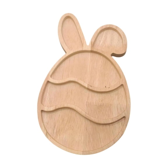 Sktrjpolfis Easter Bunny Wooden Tray 3 Sizes Easter Table Decor Khaki Platter for Fruit Dessert