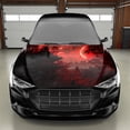 thumbnail image 6 of Japanese Pagoda & Blood Moon Mountain Car Hood Vinyl Wrap Sticker - Waterproof Self-Adhesive Decal with Red Moon, Traditional Japanese Architecture - Fit for Most Cars, Trucks, SUVs - Scratch, 6 of 6